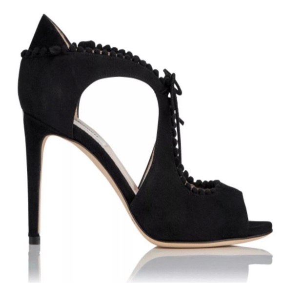 L.K.BENNETT | Ellena Black Suede Peep-Toe Heels, Size 9 - Picture 2 of 8